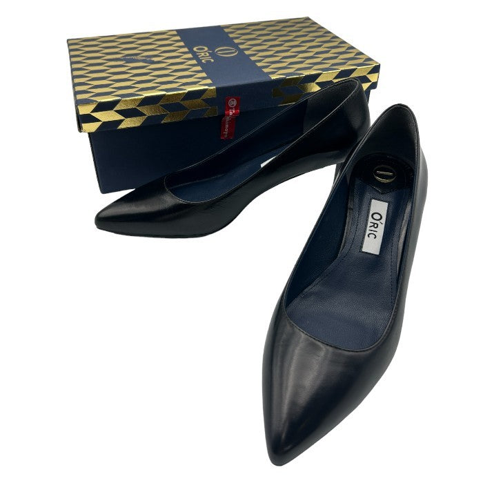 O'RIC オーリック CANDIE レディース パンプス  35 1/2 (約22.5cm) 410-31821 ポインテッドトゥ 靴 シューズ ヒール ブラック レザー 中古 W４