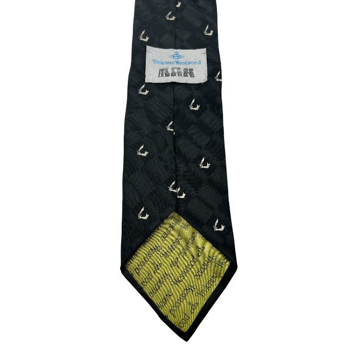 Vivienne Westwood MAN ヴィヴィアンウエストウッド メン ソードアーム 小紋柄 チェック柄 ブラック グレー ネクタイ ビジネス 総柄 メンズ ファッション 中古 W４