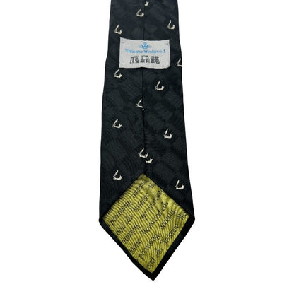 Vivienne Westwood MAN ヴィヴィアンウエストウッド メン ソードアーム 小紋柄 チェック柄 ブラック グレー ネクタイ ビジネス 総柄 メンズ ファッション 中古 W４