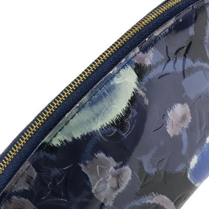 LOUIS VUITTON ルイヴィトン ヴェルニ ポーチ レディース イカットフラワー コスメティック 化粧ポーチ ブルー M90044 中古 T1