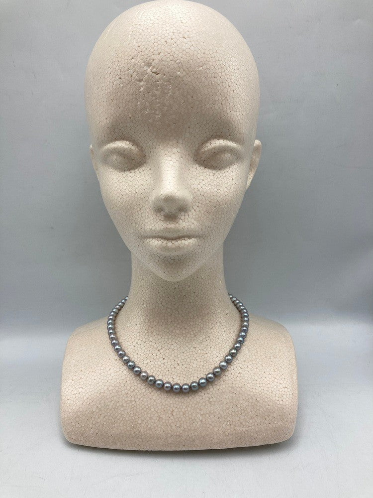 シルバー 4.5ー7.0mm グレーパール ネックレス 中古 D4