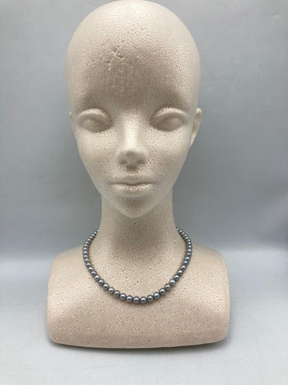 シルバー 4.5ー7.0mm グレーパール ネックレス 中古 D4