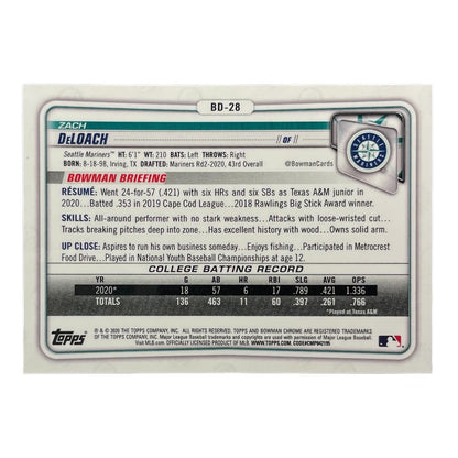 TOPPS MLBカード BOWMAN CHROME 1ST ZACH DELOACH SEATTLE MARINERS /250 #BD-28 中古 IT2