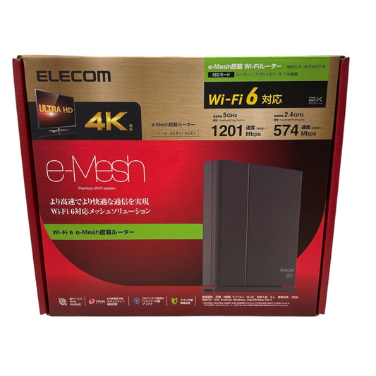 エレコム メッシュ WiFiルーター 無線LAN WiFi6 11ax 1201+574Mbps IPv6(IPoE)対応 有線ギガ対応 WMC-X1800GST-B ELECOM wi-fi 4K アクセスポイント 中継器 中古 R1