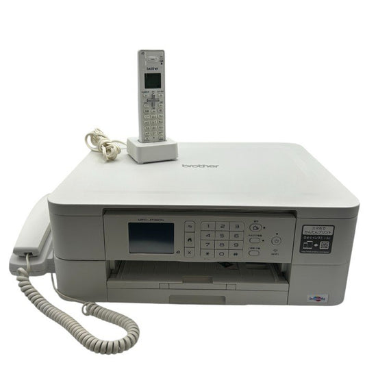 ブラザー プリンター A4 インクジェット複合機 MFC-J738DN FAX 電話機 子機1台付き 無線LAN brother プリビオ ファックス コピー ホワイト 中古 W４