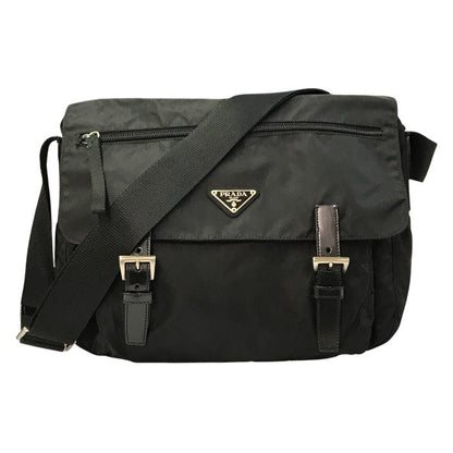 PRADA プラダ ショルダーバッグ ユニセックス ナイロン 斜め掛け 軽量 通勤 通学 ブラック 1BD671 中古 T1