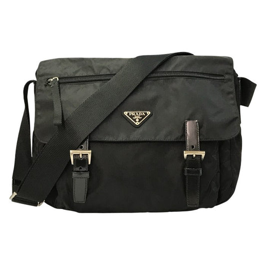 PRADA プラダ ショルダーバッグ ユニセックス ナイロン 斜め掛け 軽量 通勤 通学 ブラック 1BD671 中古 T1