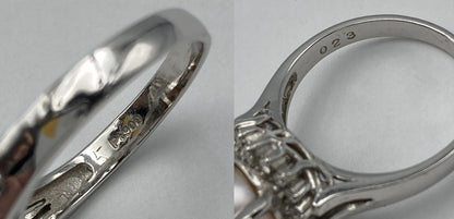 Pt900 パール9.2mm ダイヤ0.23ct リング 13号 中古 D4