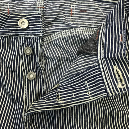 FREEWHEELERS フリーホイーラーズ ペインターパンツ メンズ ストライプ デニム UNION SPECIAL OVERALLS ワークパンツ ヒッコリー ネイビー/ホワイト サイズ不明 中古 T1