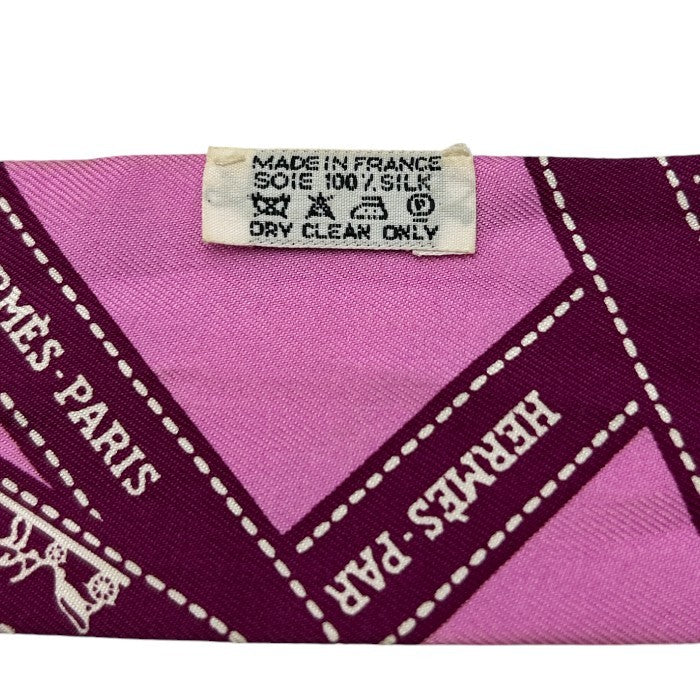 HERMES エルメス ボルデュック ツイリー スカーフ レディース ピンク パープル ブランド シルク 中古 W４