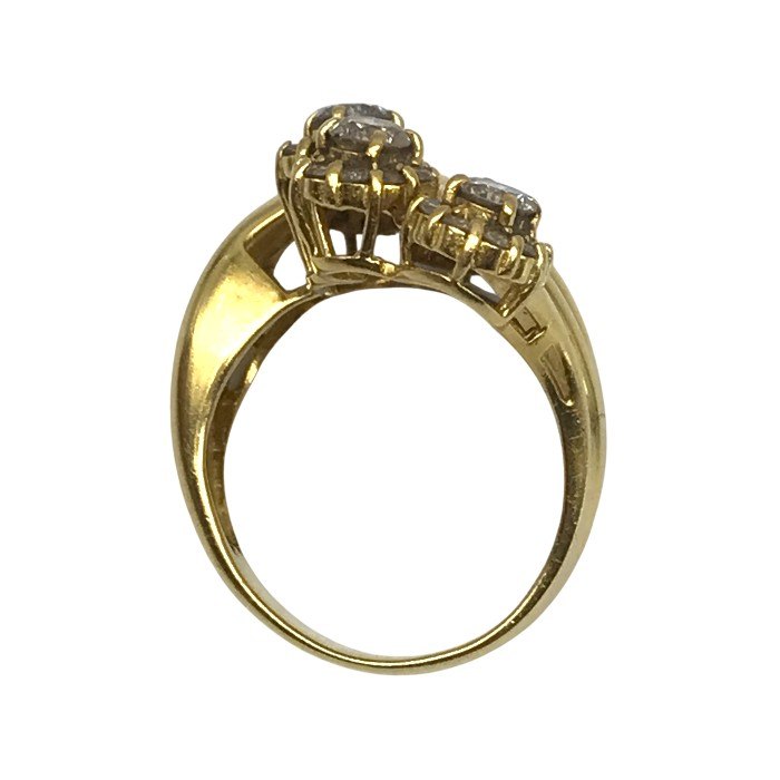 K18/ダイヤ 1.09/0.73ct リング レディース 螺旋 デザインリング イエローゴールド 12号 中古 T1