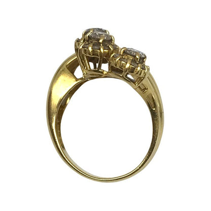 K18/ダイヤ 1.09/0.73ct リング レディース 螺旋 デザインリング イエローゴールド 12号 中古 T1