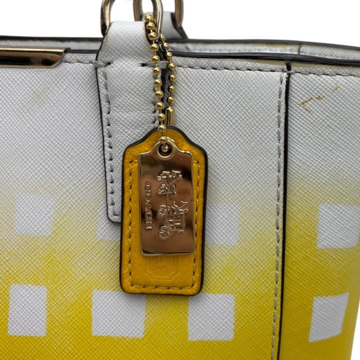 COACH コーチ トートバッグ 30136 鞄 ブランド ギンガムチェック チェック柄 イエロー レディース 中古 W４