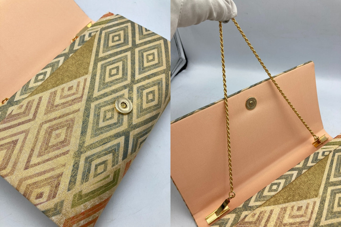 友禅 新綾箔 露錦 和装バッグ 中古 D4