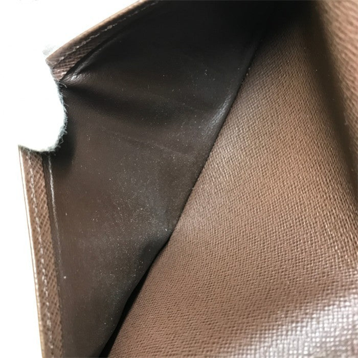 LOUIS VUITTON ルイヴィトン ダミエ ポルトバルールカルトクレディ 長財布 メンズ 小銭入れなし 長札入れ ブラウン N61823 中古 T1