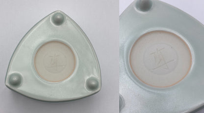 深見陶治 影青 三角形 香炉 中古 D4