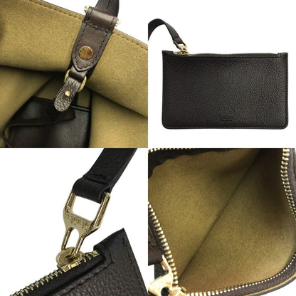 Max Mara マックスマーラ トートバッグ レディース シボレザー 2way ハンド/ショルダーバッグ ポーチ付き ブラウン 中古 T1