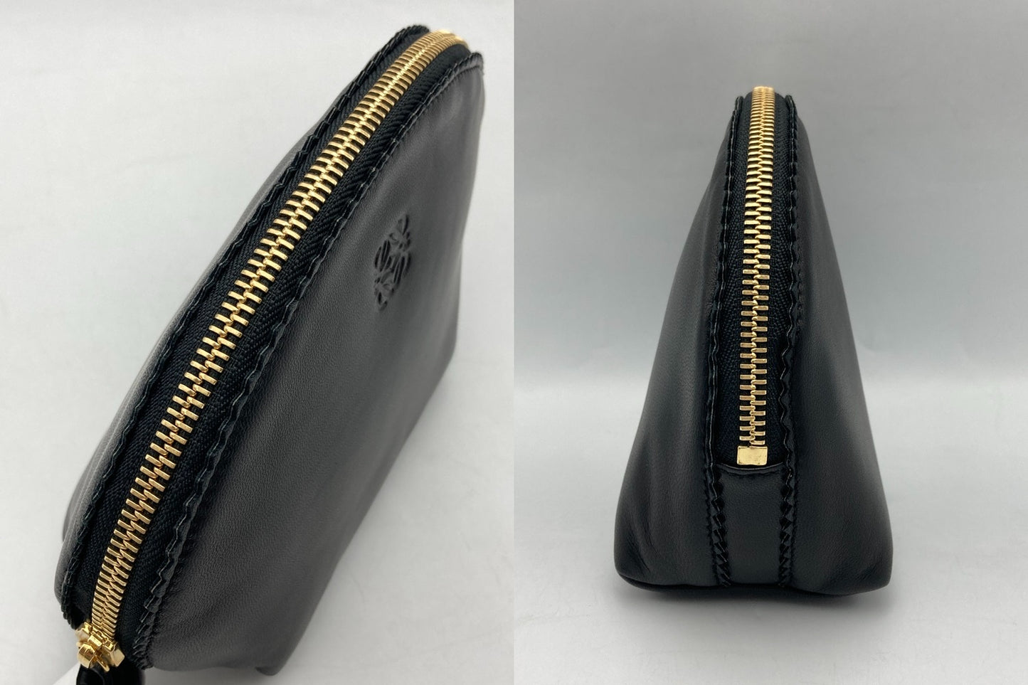 LOEWE ロエベ ナッパレザー 化粧ポーチ/コスメポーチ アナグラム ブラック 中古 D4