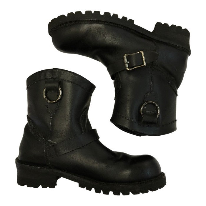 JACK ROSE × SLOW WEAR LION エンジニアブーツ メンズ レザー 別注 ショート ブラック Mサイズ OB-8967JS 中古 T1