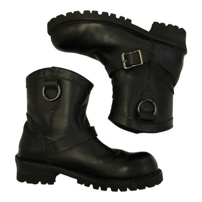 JACK ROSE × SLOW WEAR LION エンジニアブーツ メンズ レザー 別注 ショート ブラック Mサイズ OB-8967JS 中古 T1
