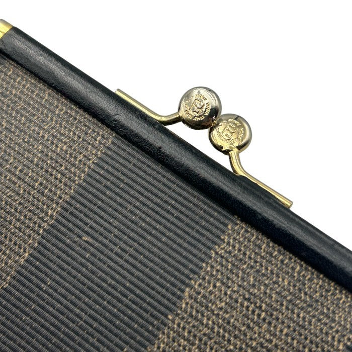 FENDI フェンディ ぺカン 三つ折り 財布 ガマ口 レディース コンパクト レザー 中古 W４
