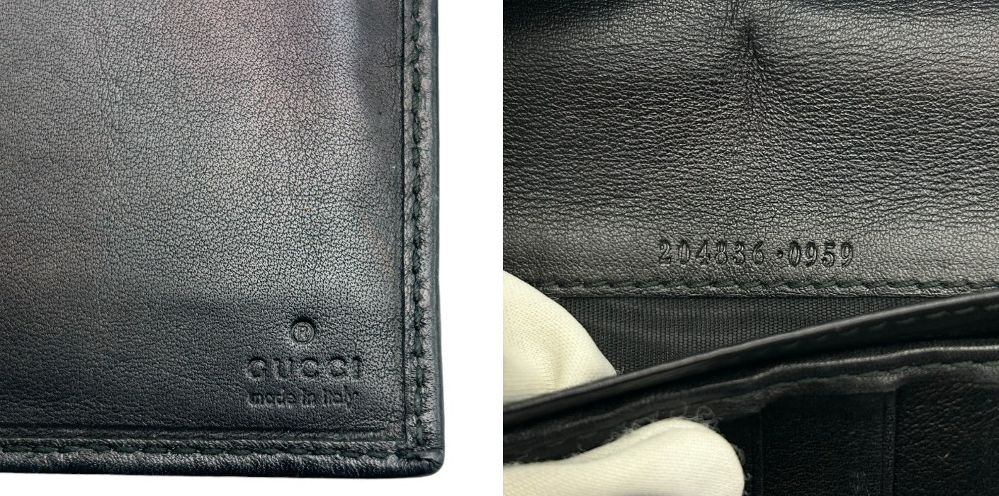 GUCCI グッチ インターロッキングG 長財布 204836・0959 ブラック ブランド メンズ レディース 総柄 レザー 本革 中古 W４