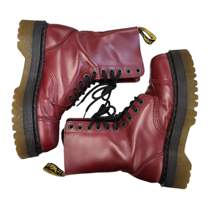 Dr.Martens ドクターマーチン Crazy Bomb ブーツ レディース レザー 10ホール ダブルソール 厚底 レースアップ チェリーレッド UK6(25cm) 中古 T1