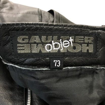 GAULTIER HOMME objet ゴルチェオム パンツ メンズ レザー ストレート 羊革 パンツ オンワード ブラック 73 BW-0310 本革 ボトムス ズボン 中古 KW1