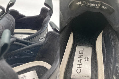 CHANEL シャネル ココマーク ベルベットカーフスキン スニーカー G35617 サイズ35 レディース 中古 D4