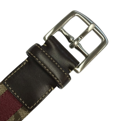 COACH コーチ シグネチャー ベルト メンズ レザー ピン式 大きいサイズ ベージュ/レッド系 105cm 90006 中古 T1