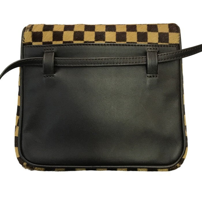 LOUIS VUITTON ルイヴィトン ダミエ ソバージュガゼル ショルダーバッグ レディース ハラコ レザー 斜め掛け ポシェット ブラウン M92130 中古 T1