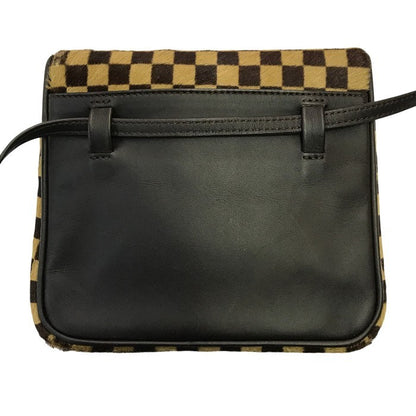 LOUIS VUITTON ルイヴィトン ダミエ ソバージュガゼル ショルダーバッグ レディース ハラコ レザー 斜め掛け ポシェット ブラウン M92130 中古 T1