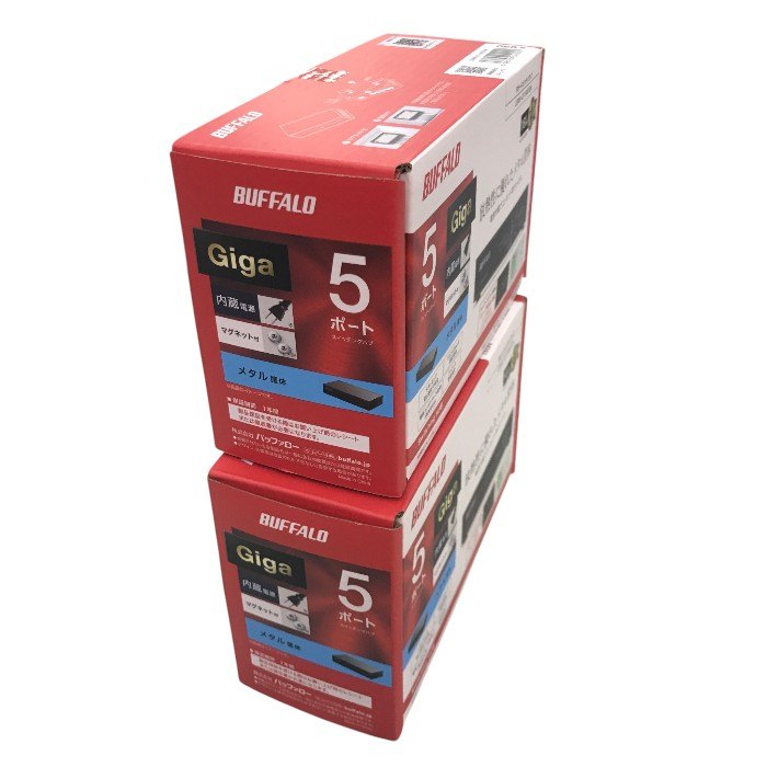 BUFFALO Giga対応 金属筐体 電源内蔵 5ポート LSW6-GT-5NS/BK ブラック 2個セット スイッチングハブ マグネット 壁掛け設置対応 中古 Y1