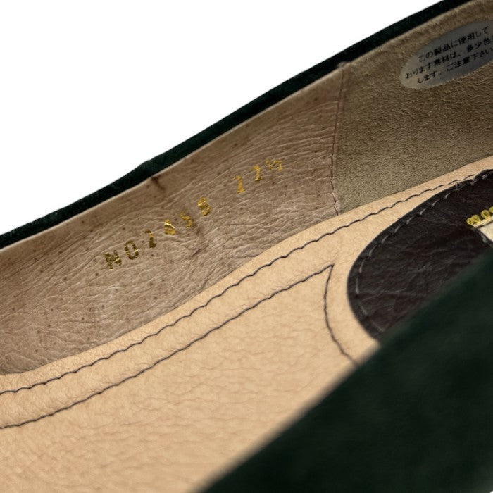 ing イング レザー スエード パンプス 22.5cm EE 本革 靴 シューズ グリーン ブラック 中古 W４