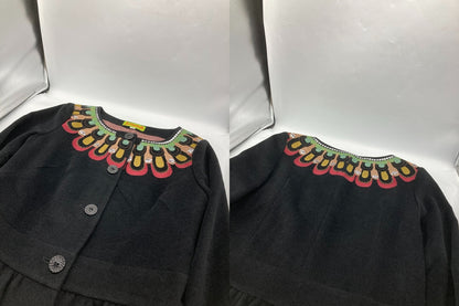 jocomomola ホコモモラ 刺繍 ビーズ ワンピース サイズ40 ブラック 中古 D4