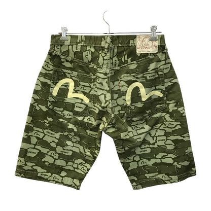 EVISU エヴィス ショートパンツ メンズ コットン ハーフパンツ 短パン カモメ カモフラ 迷彩 カーキグリーン 36サイズ 2001 中古 T1