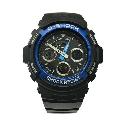 CASIO カシオ G-SHOCK 腕時計 メンズ クォーツ アナログ/デジタル メタルベゼル ブラック/ブルー AW-591-2AJF 中古 T1