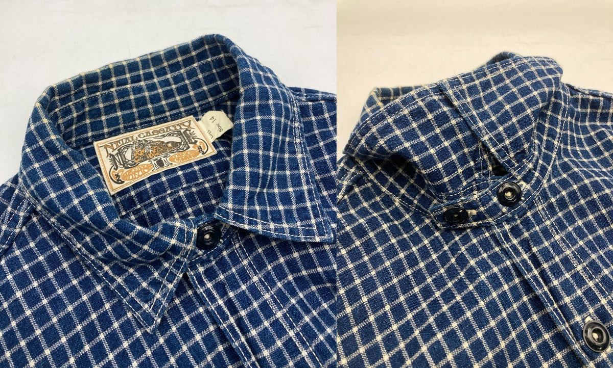 BOOTLEGGERS ブートレガーズ NEAL CASSADY RAILROAD ワークシャツ インディゴチェック サイズ14 メンズ 中古 D4