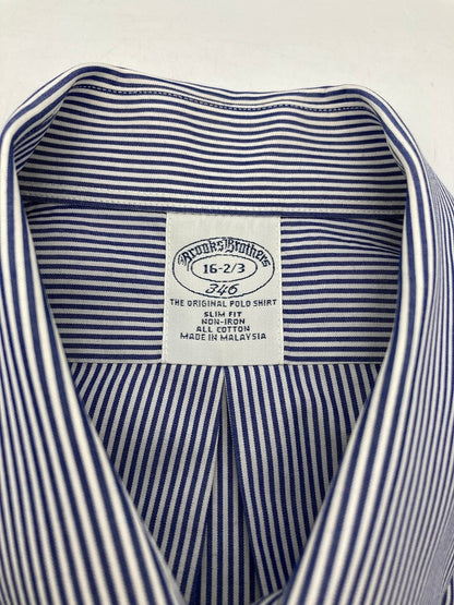 Brooks Brothers 346 ブルックスブラザーズ ボタンダウン ストライプ 長袖シャツ スリムフィット サイズ16 中古 D4