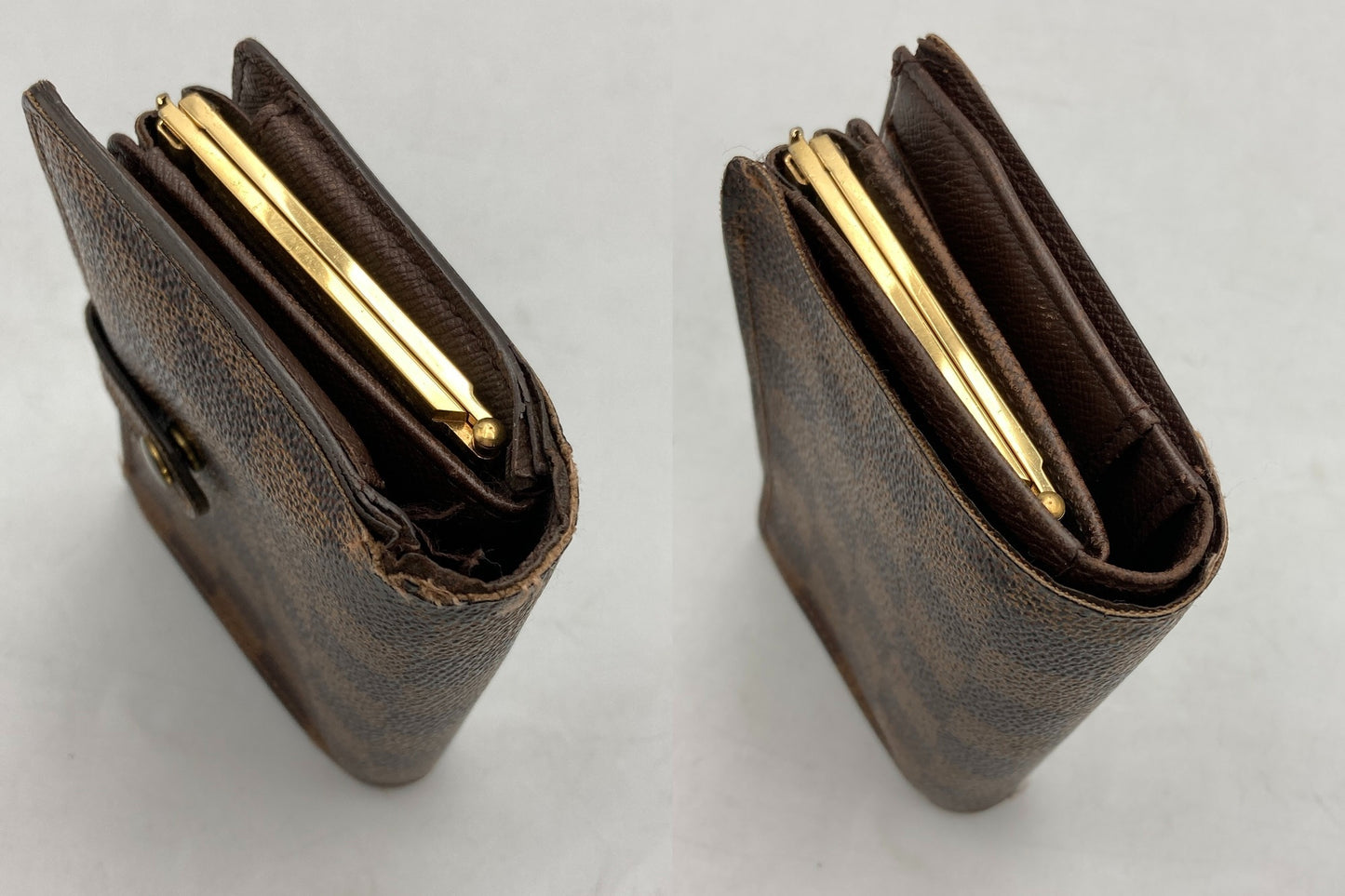LOUIS VUITTON ルイヴィトン ダミエ エベヌ ポルトモネ・ビエ・ヴィエノワ 2つ折り がま口 財布  N61664 中古 D4