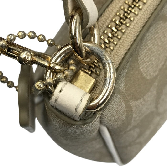 COACH コーチ ショルダーバッグ レディース PVC シグネチャー 2way ハンドバッグ ポーチ ベージュ F58321 中古 T1