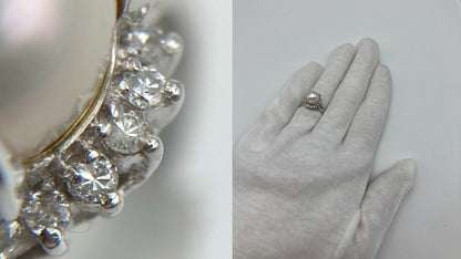 Pt900 パール9.2mm ダイヤ0.23ct リング 13号 中古 D4