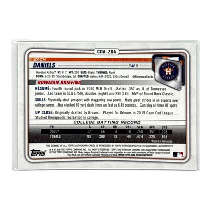 TOPPS MLBカード BOWMAN CHROME 1ST ZACH DANIELS HOUSTON ASTROS /99 #CDA-ZDA 中古 IT1