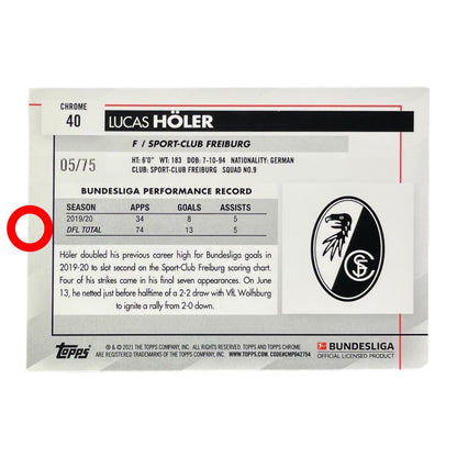 TOPPS サッカーカード CHROME LUCAS HOLER FREIBURG /75 #40 中古 IT2