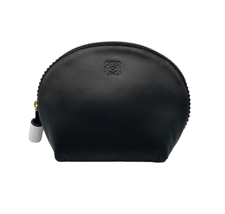 LOEWE ロエベ ナッパレザー 化粧ポーチ/コスメポーチ アナグラム ブラック 中古 D4