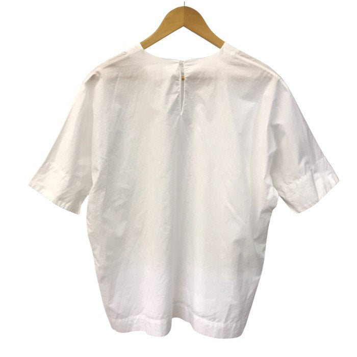 TOUJOURS トゥジュー ブラウス レディース 5分袖 コットン ゆったり ホワイト FREEサイズ 中古 T1