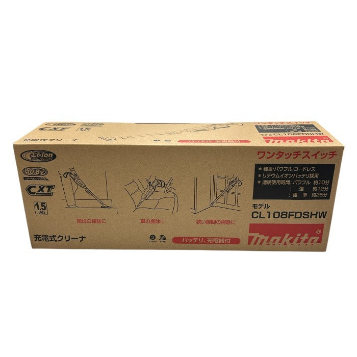 未使用品 マキタ コードレス掃除機CL108 カプセル式  標準25分稼働/充電22分 軽量定番モデル 10.8Vバッテリ充電器付 CL108FDSHW makita クリーナー 充電式 掃除 家電 中古 W４