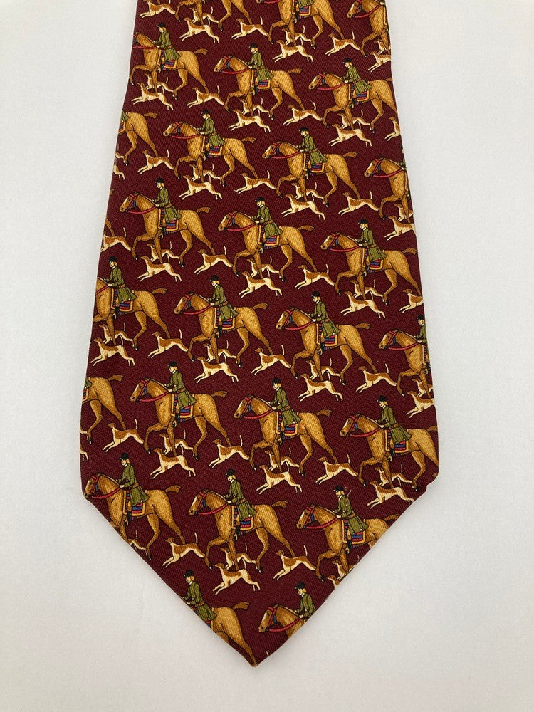 Salvatore Ferragamo サルヴァトーレ フェラガモ 馬柄 乗馬 ネクタイ 中古 D4