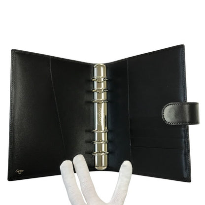 CARTIER カルティエ パシャ 手帳カバー ユニセックス レザー システム手帳 B6サイズ ブラック 中古 T1