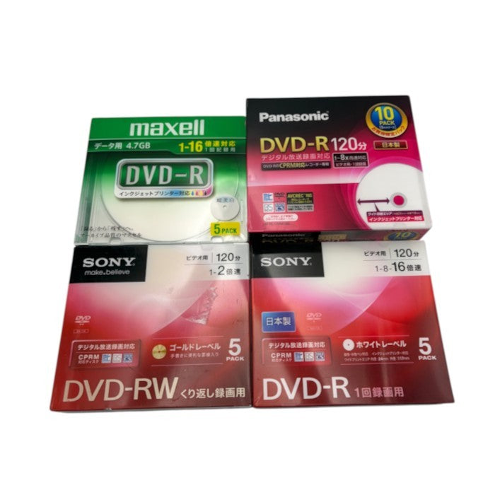 未開封品 SONY ソニー Panasonic パナソニック maxell マクセル DVD-R セット 録画 ダビング まとめ売り 中古 W４